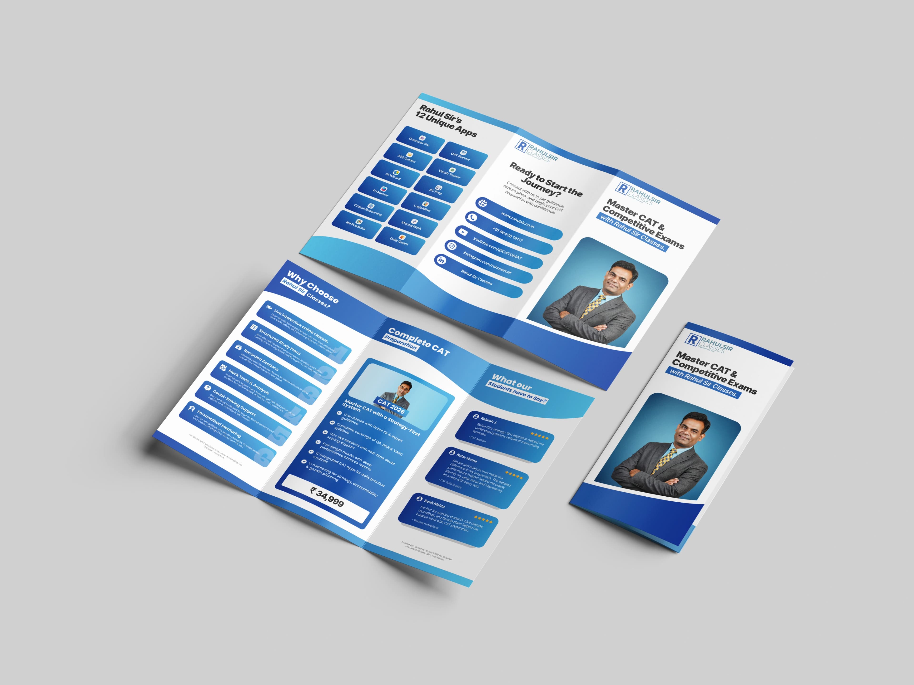 Full Rahul Sir Classes tri-fold brochure spread