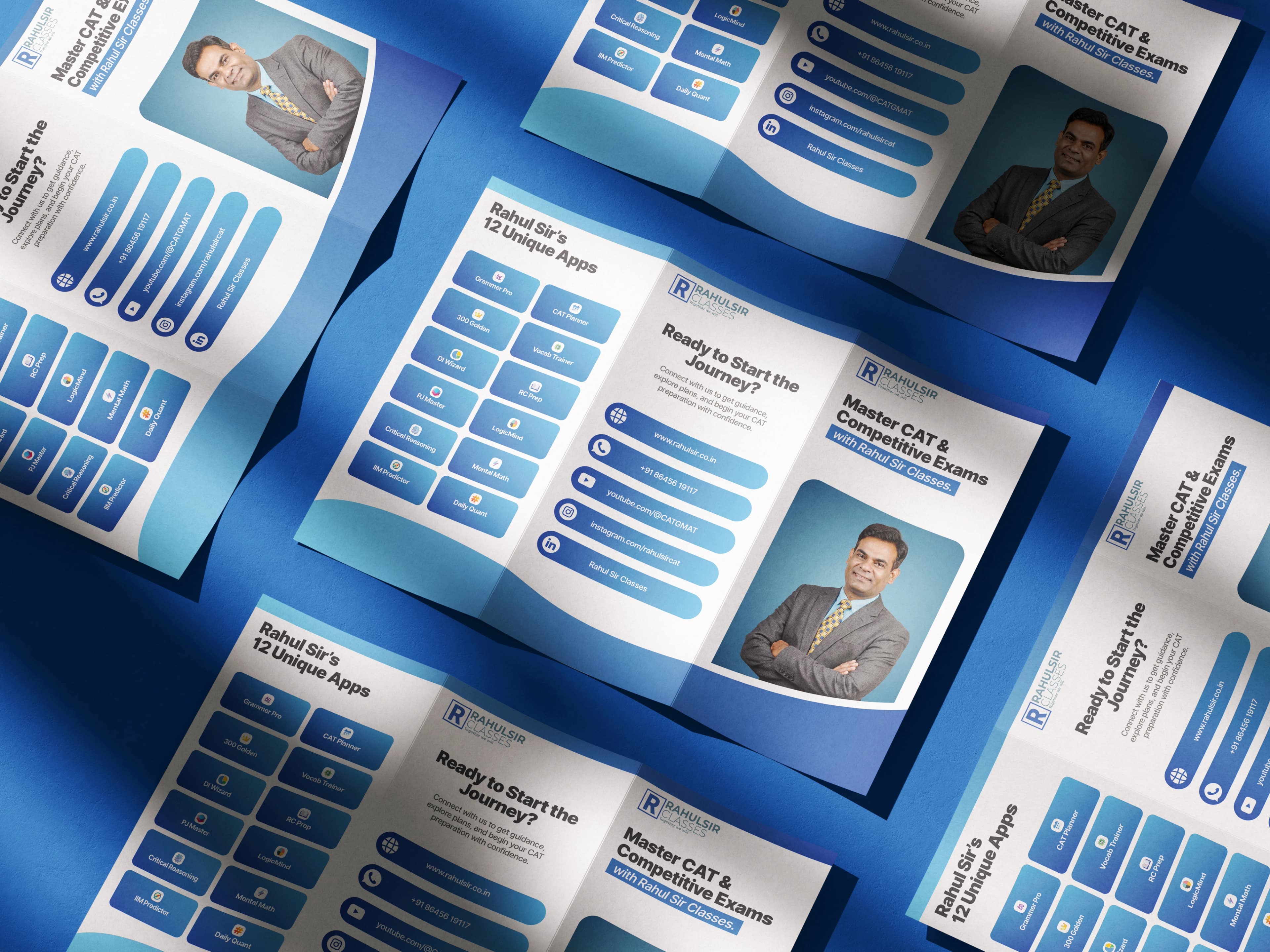 Rahul Sir Classes brochure multiple angle mockups