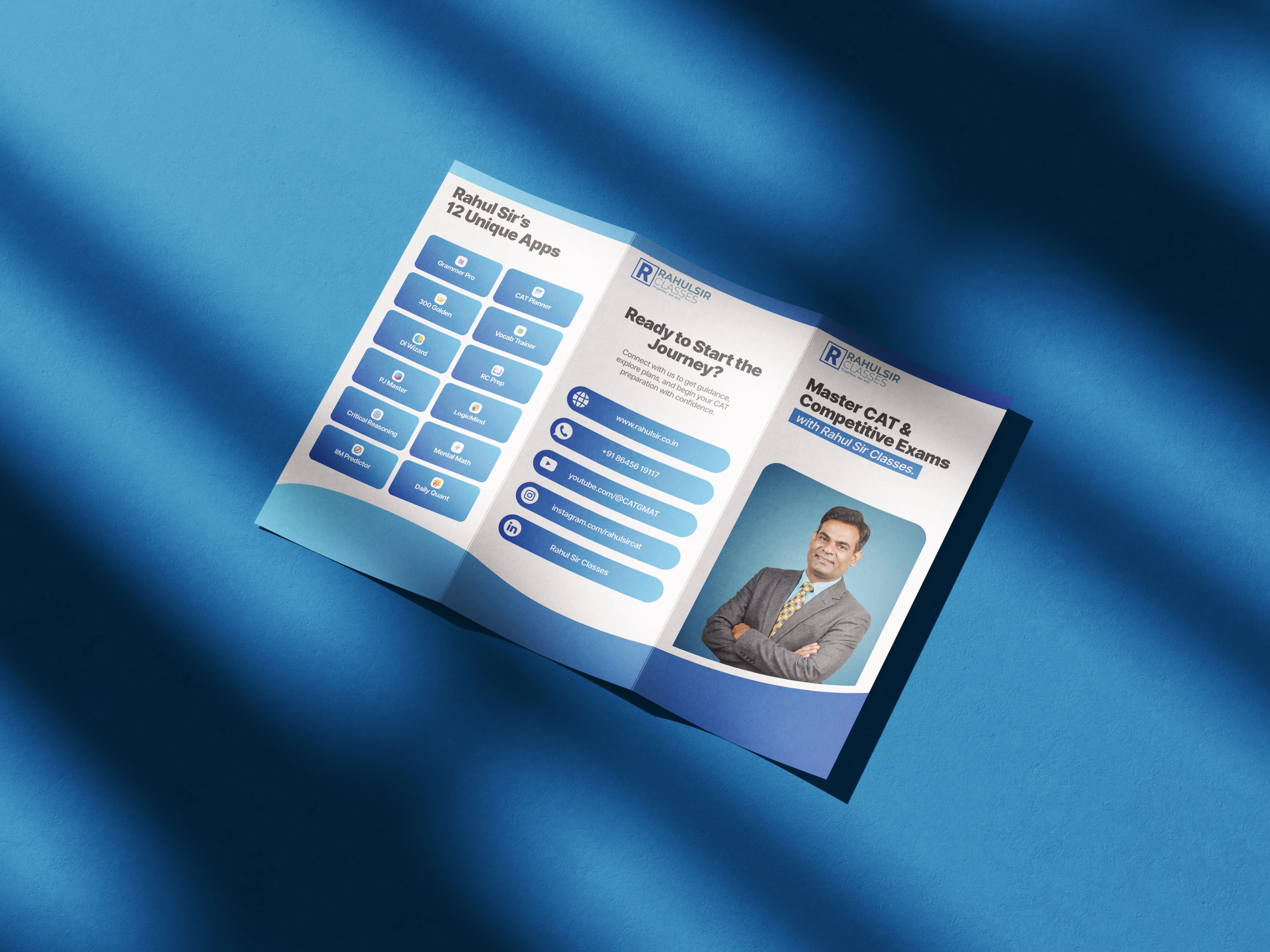 Rahul Sir Classes brochure outside view mockup