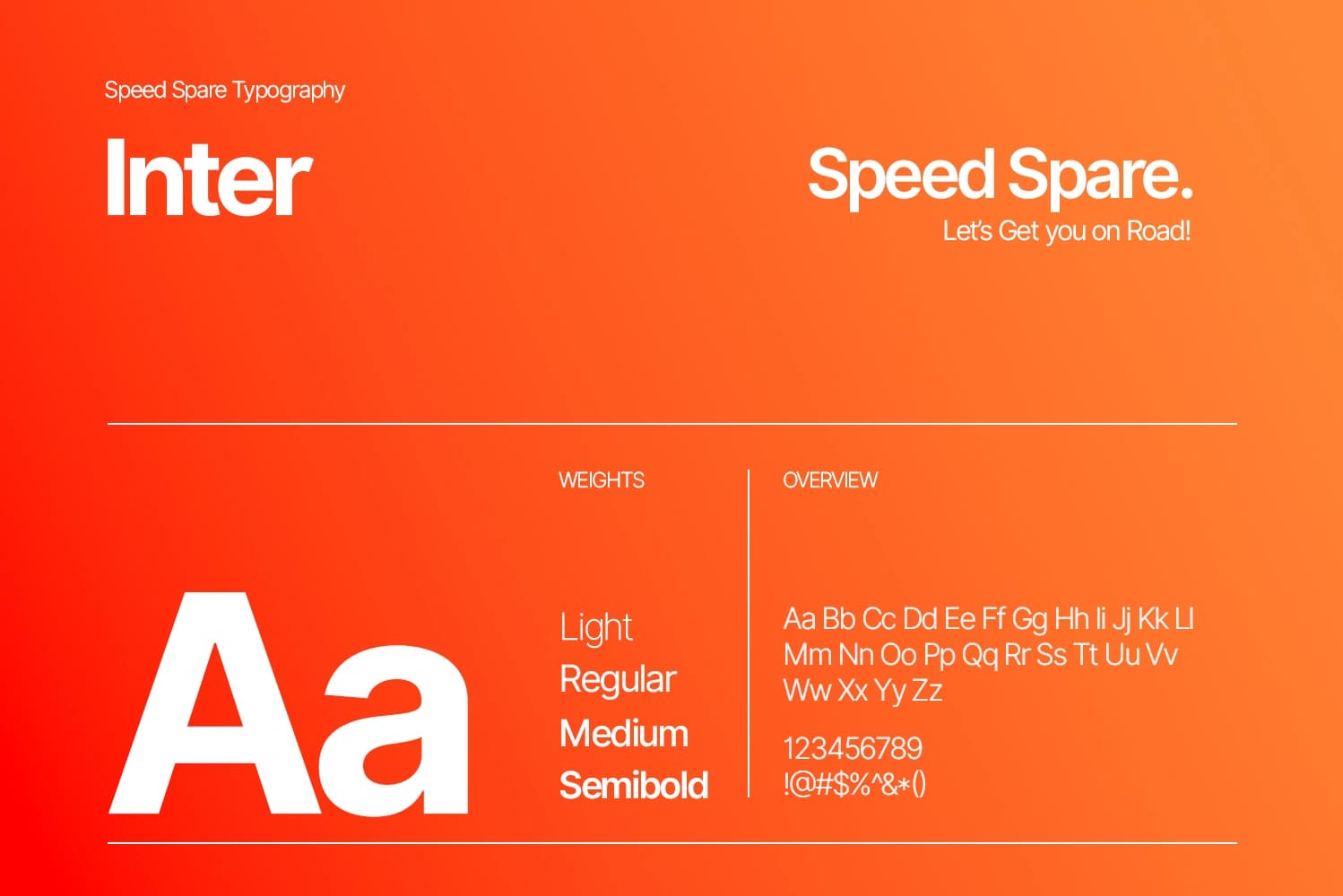 Speed Spare typography specimen